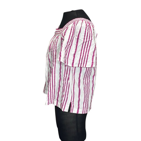 Loft Petite MP Womens Striped Top Cotton/Polyester Blend - Picture 2 of 9